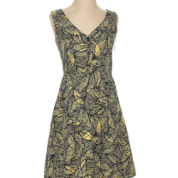 Anthropologie Black and Yellow Sleeveless Midi Sundress - Picture 1 of 9